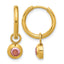 Gold-Tone Polished Pink Cubic Zirconia Stainless Steel Hoop Earrings 7mm