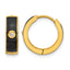 Stainless Steel Gold-Tone Enamel Polished Hinged Cubic Zirconia Hoop Earrings for Women