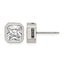 Polished Cubic Zirconia Stainless Steel Stud Earrings 8mm