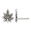 Stainless Steel Polished & Antiqued Leaf Button Earrings