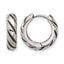 Stainless Steel Polished & Antiqued Hinged Hoop Earrings