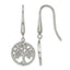 Stainless Steel Polished Textured Drop Dangle Earrings for Women