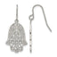 Polished Textured Stainless Steel Drop Earrings 14mm