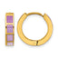 Polished Gold-Tone Stainless Steel Hoop Earrings 4mm Purple