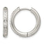 Polished Cubic Zirconia Stainless Steel Hoop Earrings 19.65mm
