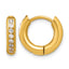 Gold-Tone Polished Cubic Zirconia Stainless Steel Hoop Earrings 14.15mm