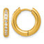 Stainless Steel Gold-Tone Hinged Cubic Zirconia Huggie Hoop Earrings for Women