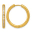 Stainless Steel Gold-Tone Hinged Cubic Zirconia Huggie Hoop Earrings for Women