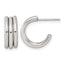 Polished Grooved Stainless Steel Hoop Earrings 14.8mm