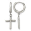 Polished Cross Stainless Steel Drop Earrings 10mm
