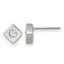 Stainless Steel Brushed Cubic Zirconia Button Earrings