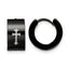 Stainless Steel Black Hinged Cross Huggie Hoop Earrings