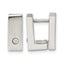 Stainless Steel Polished & Brushed Square Hinged Cubic Zirconia Huggie Hoop Earrings
