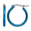 Stainless Steel Blue Polished Hoop Earrings for Women