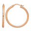 Stainless Steel Rose Gold-Tone Polished Textured Hoop Earrings for Women