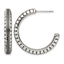 Stainless Steel Polished & Antiqued C-Hoop Earrings for Women