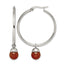Stainless Steel Polished Red Agate Hoop Earrings for Women