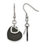 Stainless Steel Black Polished Heart Drop Dangle Earrings for Women