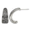 Stainless Steel Polished Black Crystal J-Hoop Earrings for Women