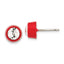 Stainless Steel Red Polished Crystal Button Earrings