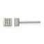 Stainless Steel Polished & Brushed Square Cubic Zirconia Cluster Button Earrings