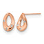 Stainless Steel Rose Gold-Tone Polished Teardrop Crystal Button Earrings for Women