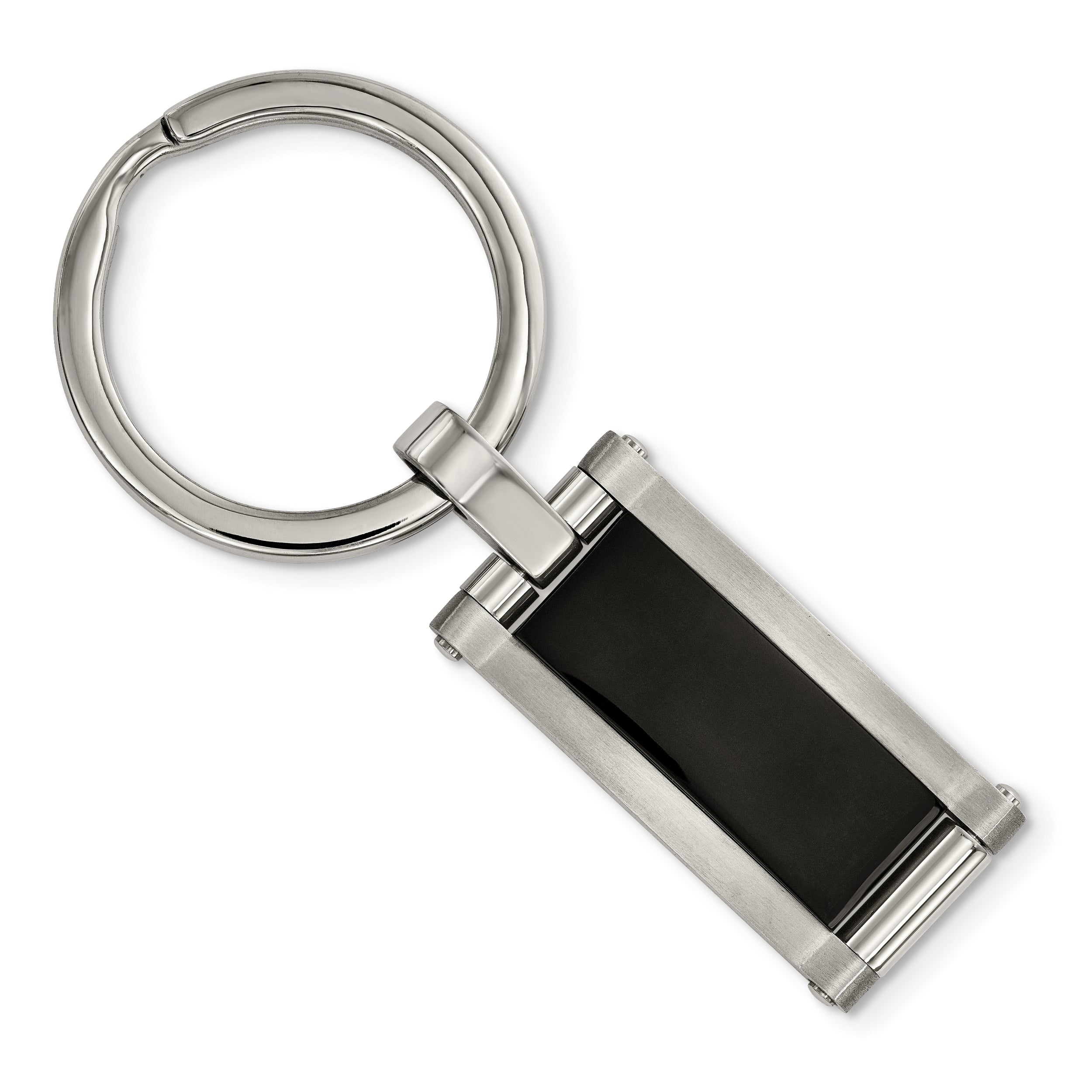 Chisel Stainless Steel Brushed and Polished Black Acrylic Key Ring