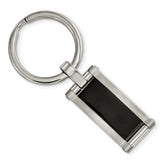 Chisel Stainless Steel Brushed and Polished Black Acrylic Key Ring