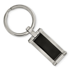Chisel Stainless Steel Brushed and Polished Black Acrylic Key Ring
