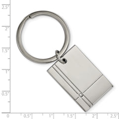 Chisel Stainless Steel Polished Grooved with CZ Key Ring