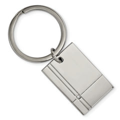 Chisel Stainless Steel Polished Grooved with CZ Key Ring