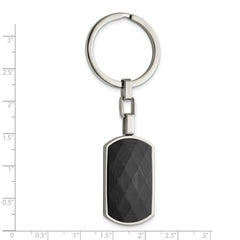 Chisel Stainless Steel Polished Solid Black Carbon Fiber Inlay Key Ring