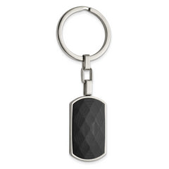 Chisel Stainless Steel Polished Solid Black Carbon Fiber Inlay Key Ring