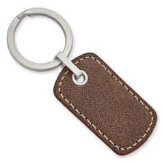 Chisel Stainless Steel Brushed Tan Stitched Leather Key Ring