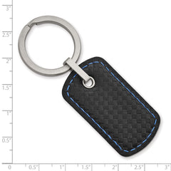 Stainless Steel Brushed Leather & Polyurethane Stitched Key Ring