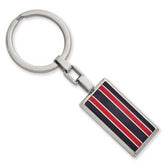 Stainless Steel Polished Black and Red Fiber Glass Key Ring
