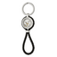 Chisel Stainless Steel Brushed and Polished Yellow IP-plated with CZ and Leather Key Ring