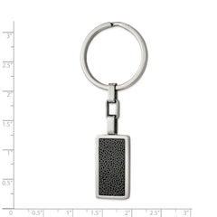 Stainless Steel Polished w/Black Stoving Varnish Key Ring