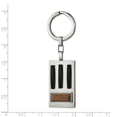 Chisel Stainless Steel Brushed and Polished Black IP-plated with Tiger's Eye Key Ring