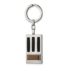 Chisel Stainless Steel Brushed and Polished Black IP-plated with Tiger's Eye Key Ring