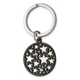 Chisel Stainless Steel Polished Black IP-plated with Crystals Star 2 Piece Key Ring