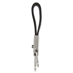Chisel Stainless Steel Brushed with Removable Ring Black and Blue Leather Key Ring