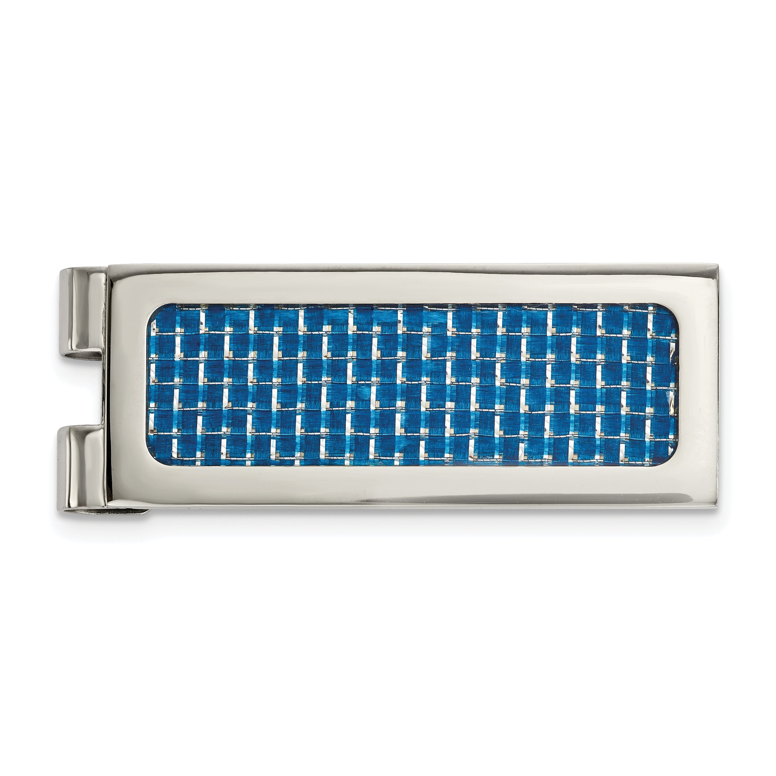 Chisel Stainless Steel Polished with Blue Carbon Fiber Inlay Money Clip