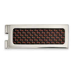 Chisel Stainless Steel Polished with Black and Red Carbon Fiber Inlay Money Clip