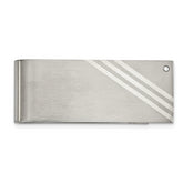 Chisel Stainless Steel Sterling Brushed with Silver Inlay CZ Money Clip