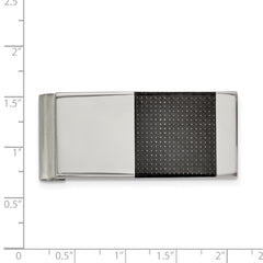 Chisel Stainless Steel Polished Black Carbon Fiber Inlay Money Clip