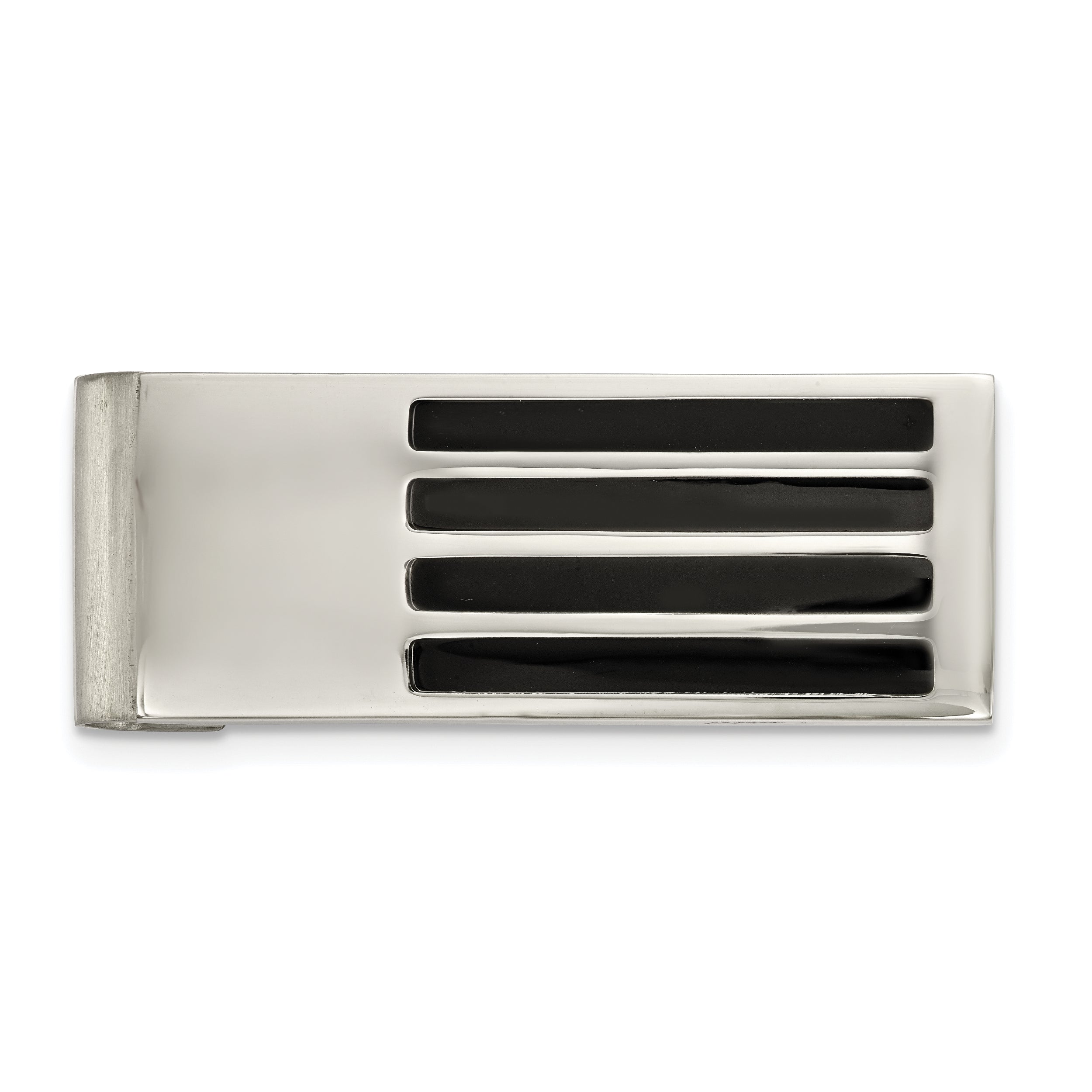 Chisel Stainless Steel Polished Black Enamel Money Clip