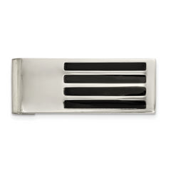 Chisel Stainless Steel Polished Black Enamel Money Clip