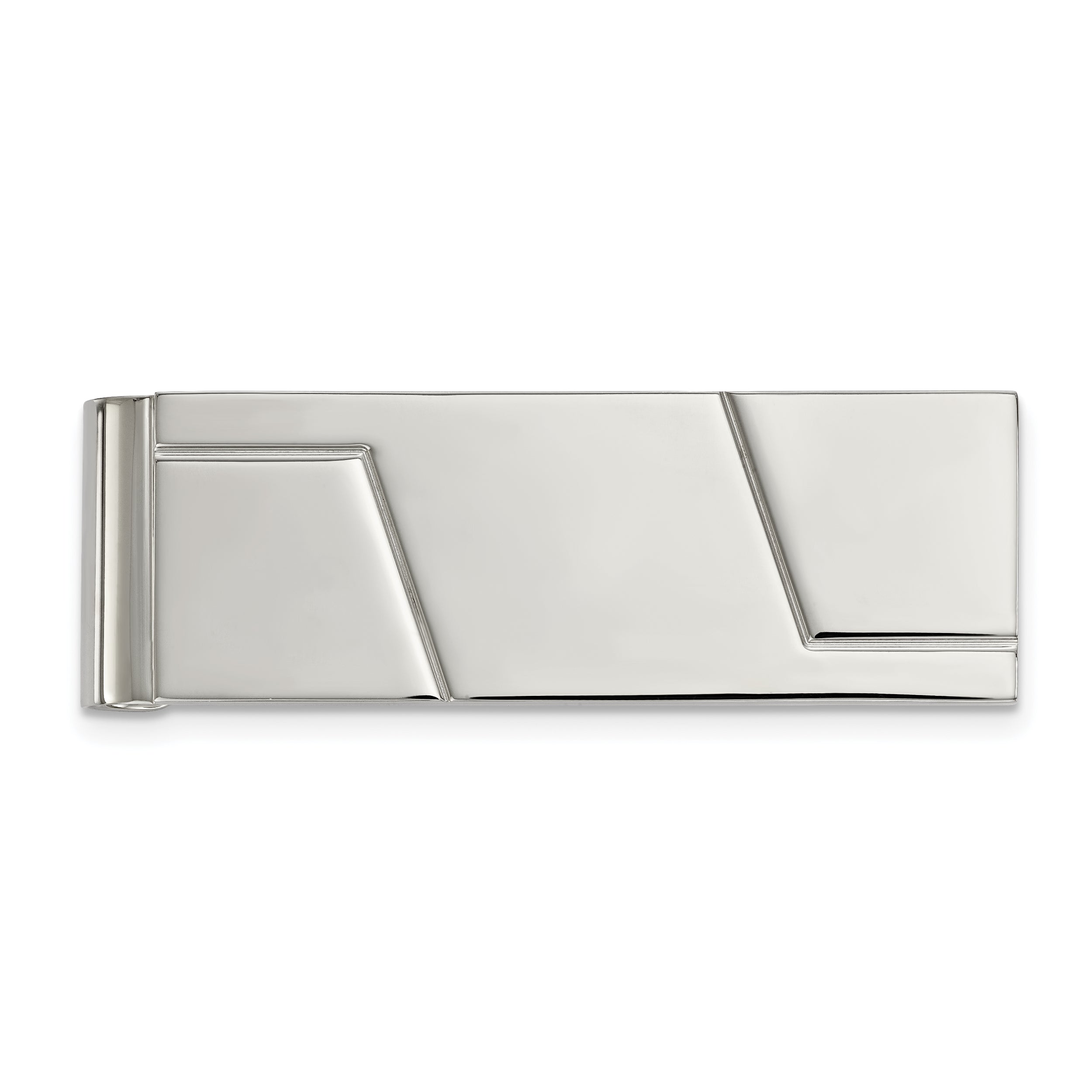 Chisel Stainless Steel Polished Grooved Money Clip
