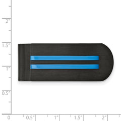 Chisel Stainless Steel Brushed and Polished Black and Blue IP-plated Money Clip